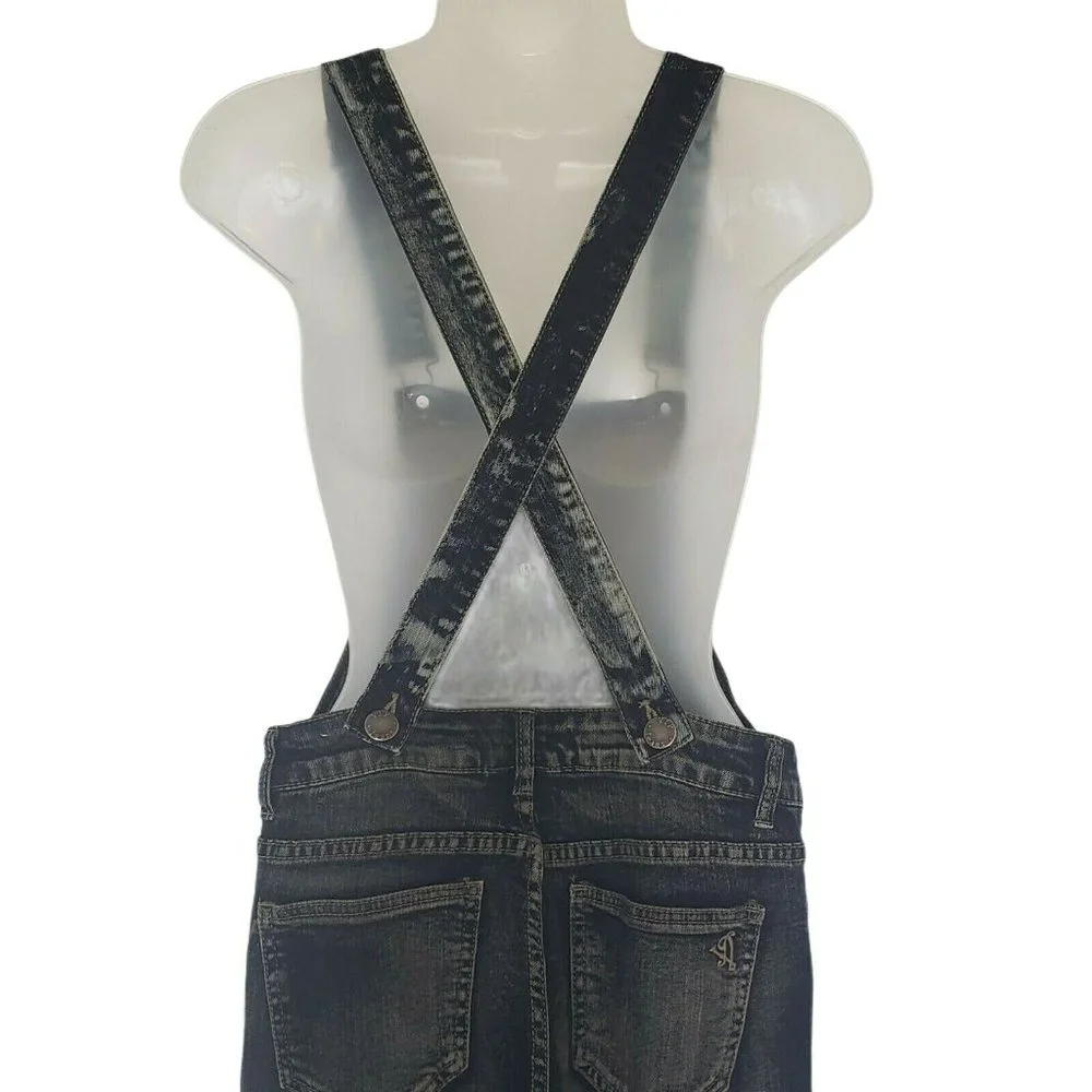 VIP Jeans Distressed Dark Wash Denim‎ Bib Overalls